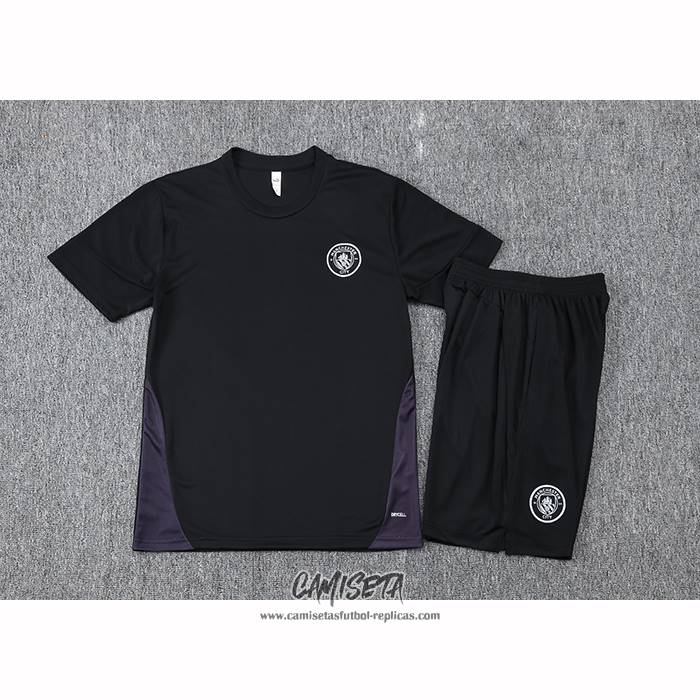 Chandal del Manchester City 2025-2026 Manga Corta Negro - Pantalon Corto